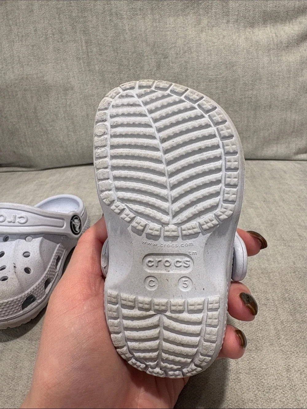 CROCS Kids Light Grey Classic Clog with Heel Strap